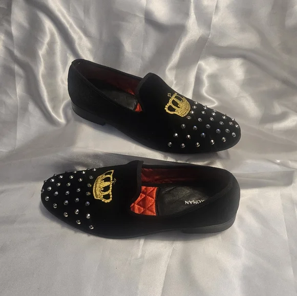 black spike dress shoes Harvie Velvet Smoker Shoe by After Midnight Black / Silver / 10